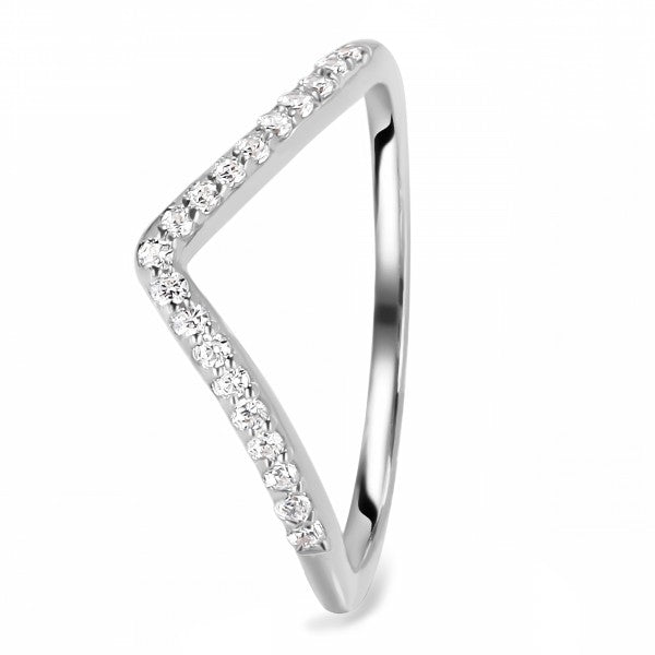 White Topaz V-shape Stackable Ring