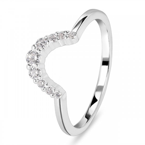 Chic White Topaz Arc Shape Stackable Ring