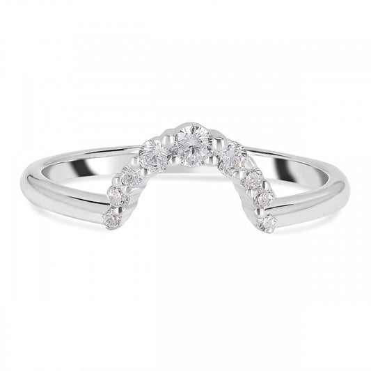 White Topaz Arc Shape Stackable Ring