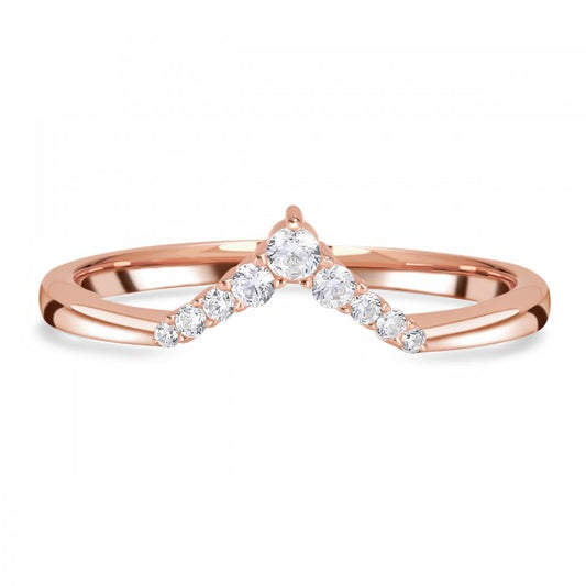 Elegant White Topaz V-Shape Stackable Ring in 925 Sterling Silver