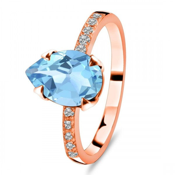 Elegant Pear Shaped Blue Topaz Engagement Ring in 925 Sterling Silver