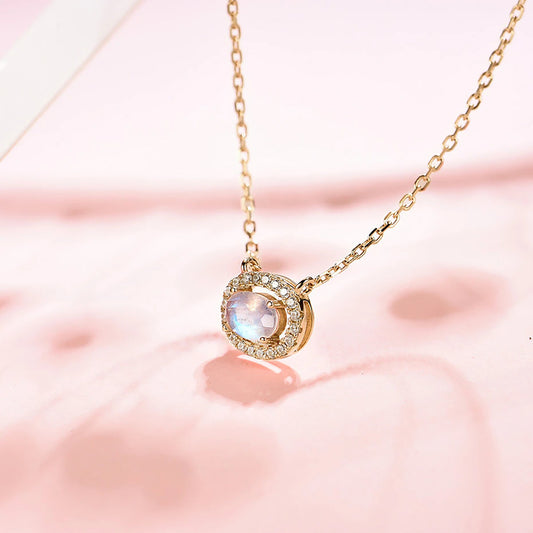 Rose Gold Moonstone Necklace \ Natural Moonstone Necklace \ Rose Gold Gemstone Necklace \ 925 Sterling Silver