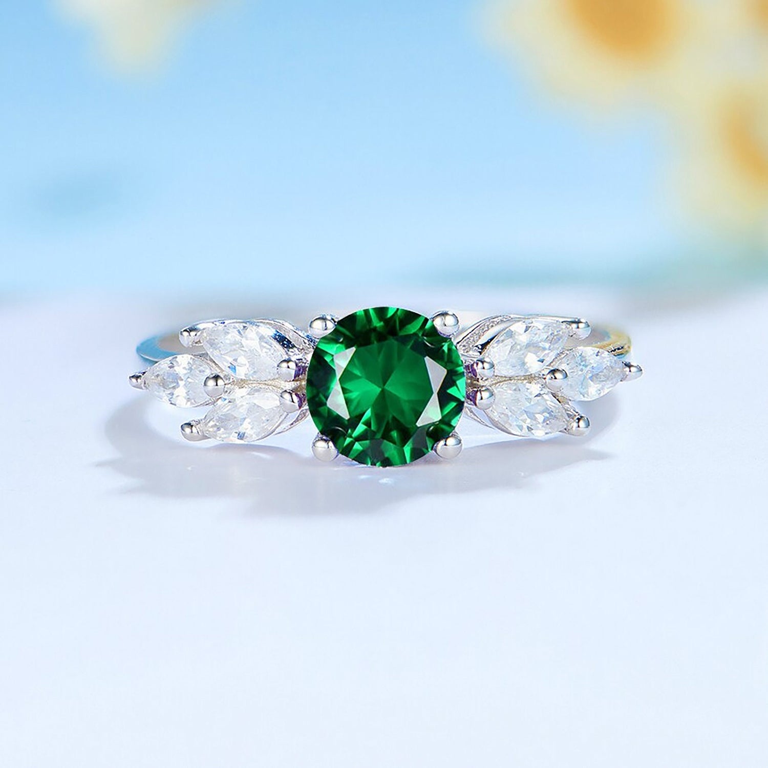Rose Gold Morganite Ring \ Morganite Gemstone Ring \ London Blue Tanzanite Emerald Ring \ 925 Sterling Silver \ Engagement Ring