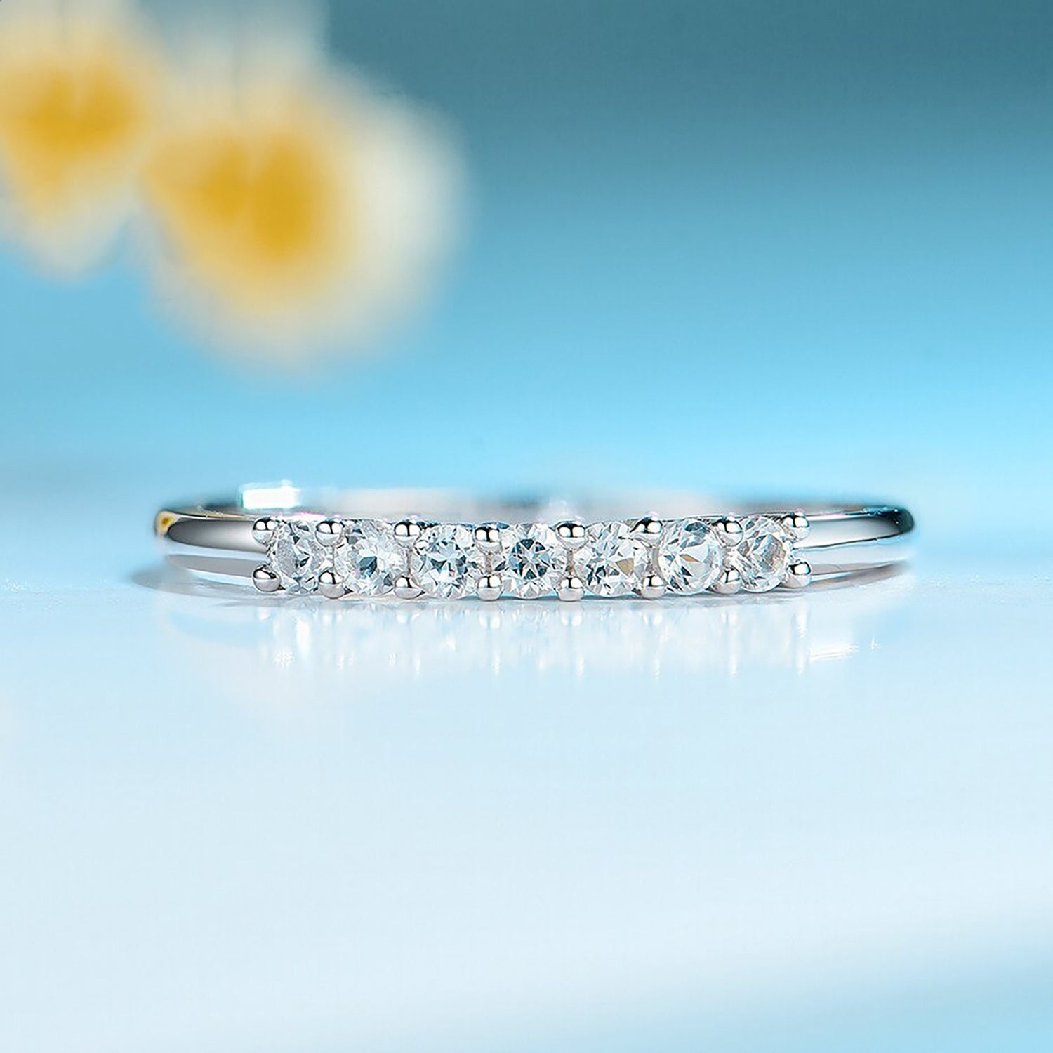 White Topaz Ring \Topaz Moissanite Gemstone Ring \ Solid Silver Topaz Ring \ 925 Sterling Silver \ Engagement Ring