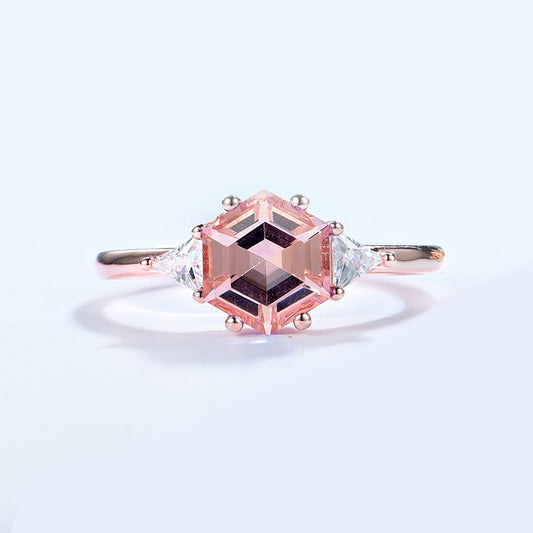 Hexagon Morganite Ring
