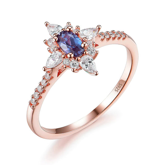 Rose Gold Alexandrite Ring \ Alexandrite Gemstone Ring \ Solid Silver Alexandrite Ring \ 925 Sterling Silver \ Engagement Ring