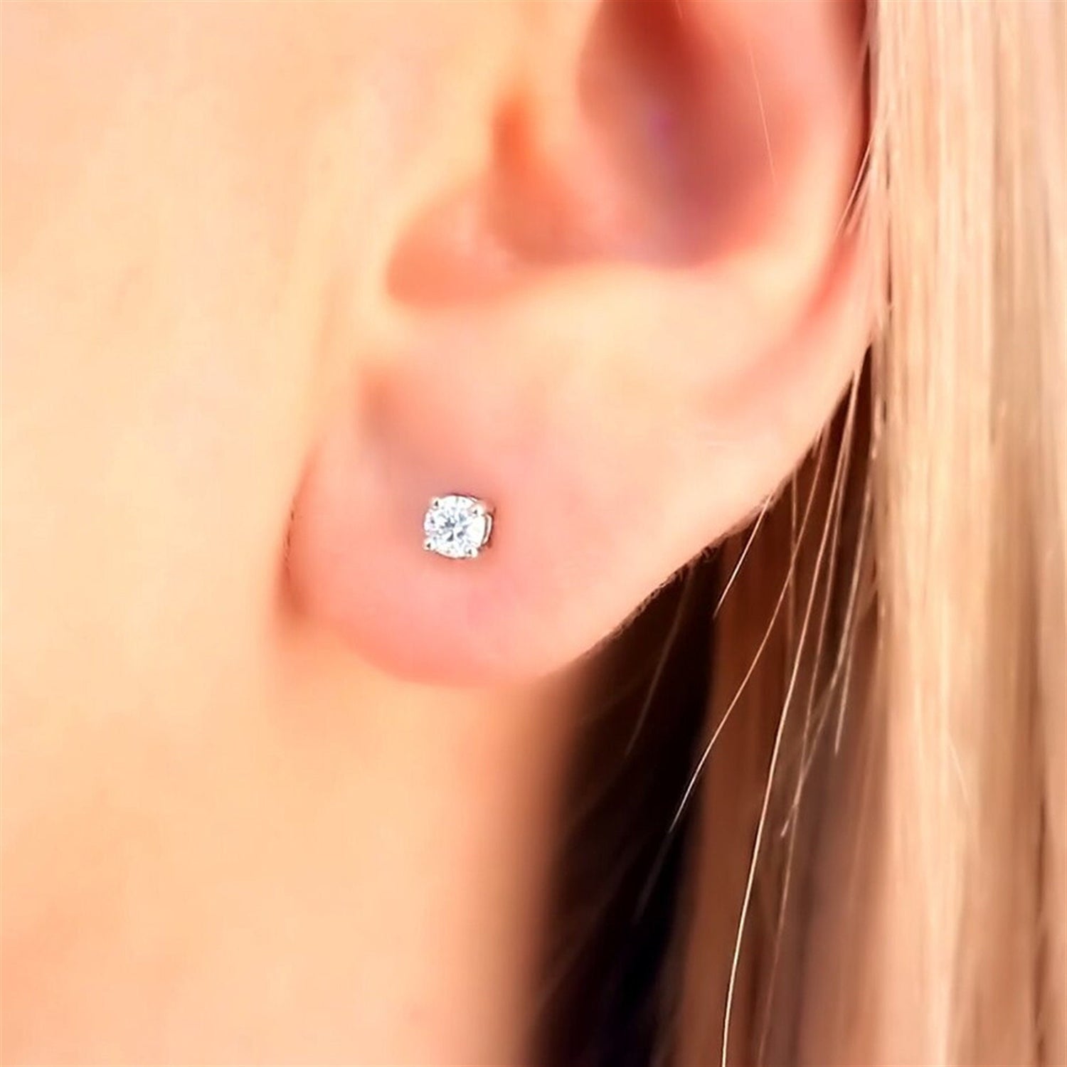 Moissanite Stud Earrings, Solid 925 Sterling Silver with Rhodium  Plating, Dainty Stud Earrings for Women