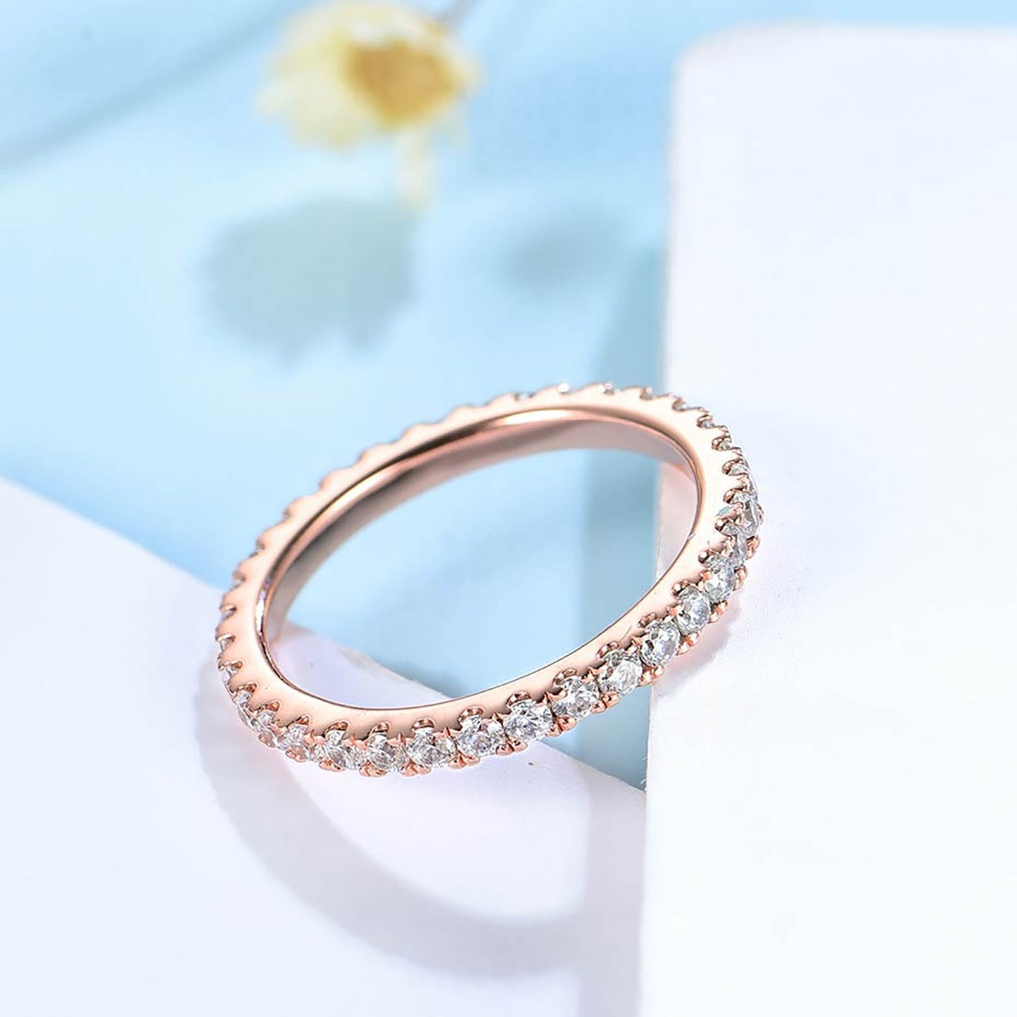 Solid 925 Silver Zircon Gemstone Band Ring
