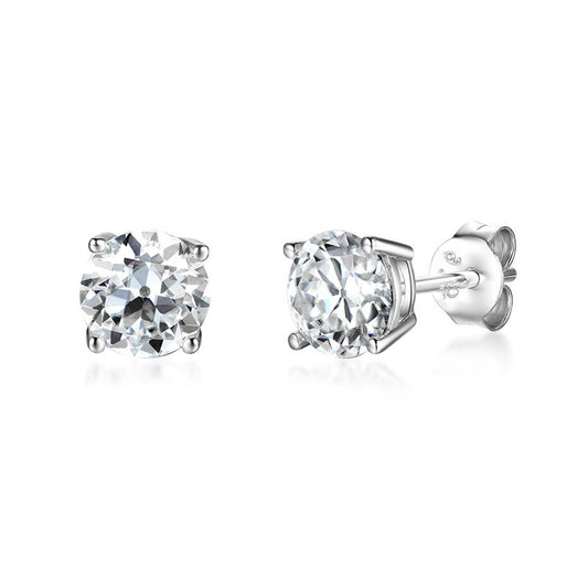 2.4CT Natural Moissanite Stud Earrings, Solid 925 Sterling Silver Earrings