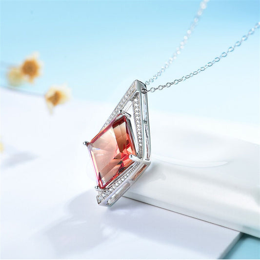 Zultanite 925 Silver Pendant Necklace, Rhombus Created Zultanite Necklace
