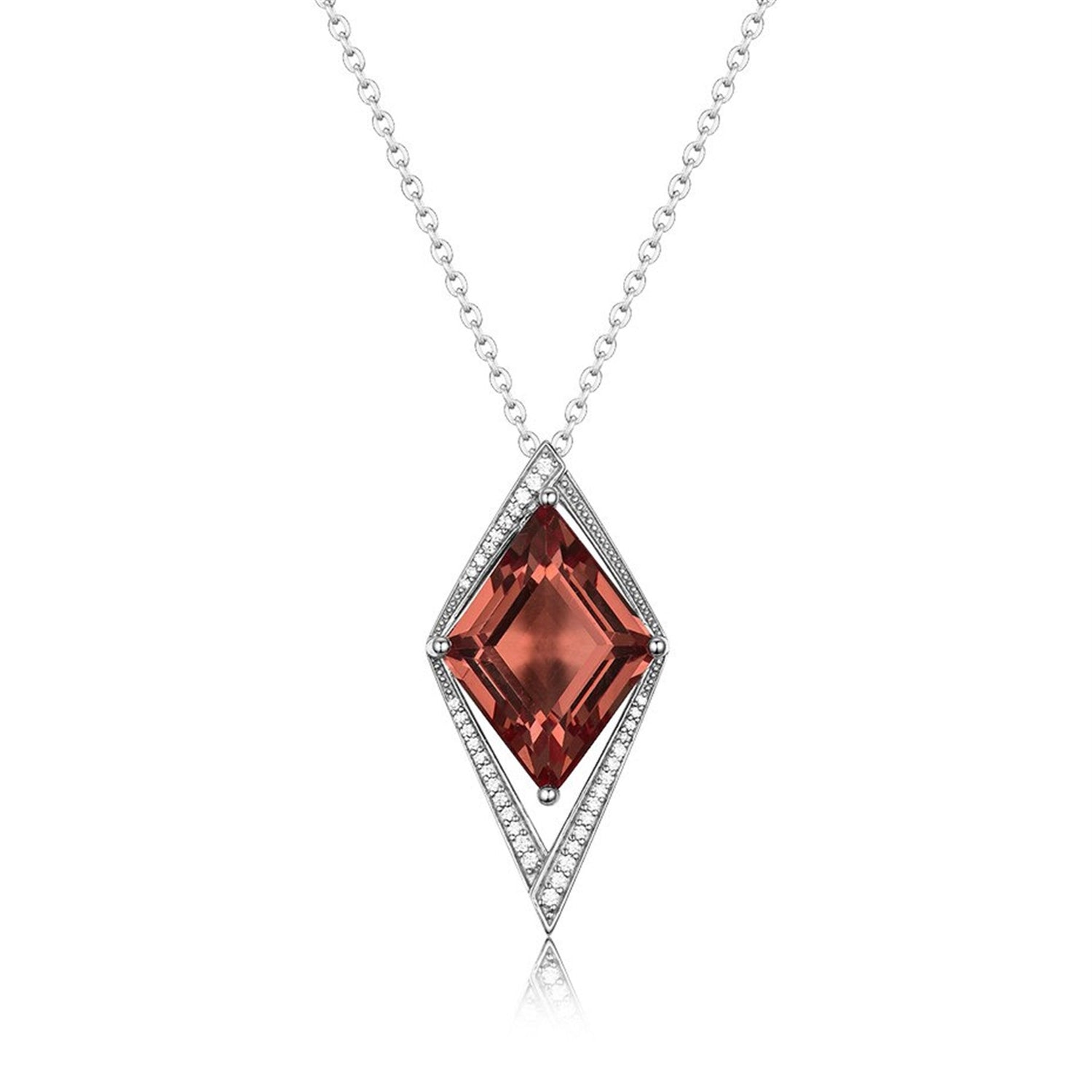 Zultanite 925 Silver Pendant Necklace, Rhombus Created Zultanite Necklace