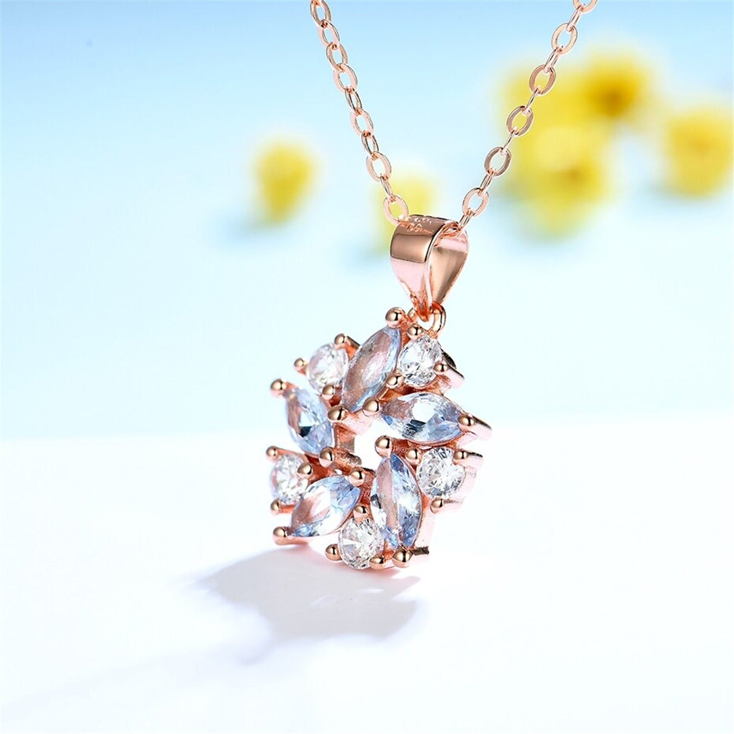 Marquise Topaz 925 Sterling Silver Jewelry Set, Marquise Topaz Gemstone Pendant Necklace and Earrings