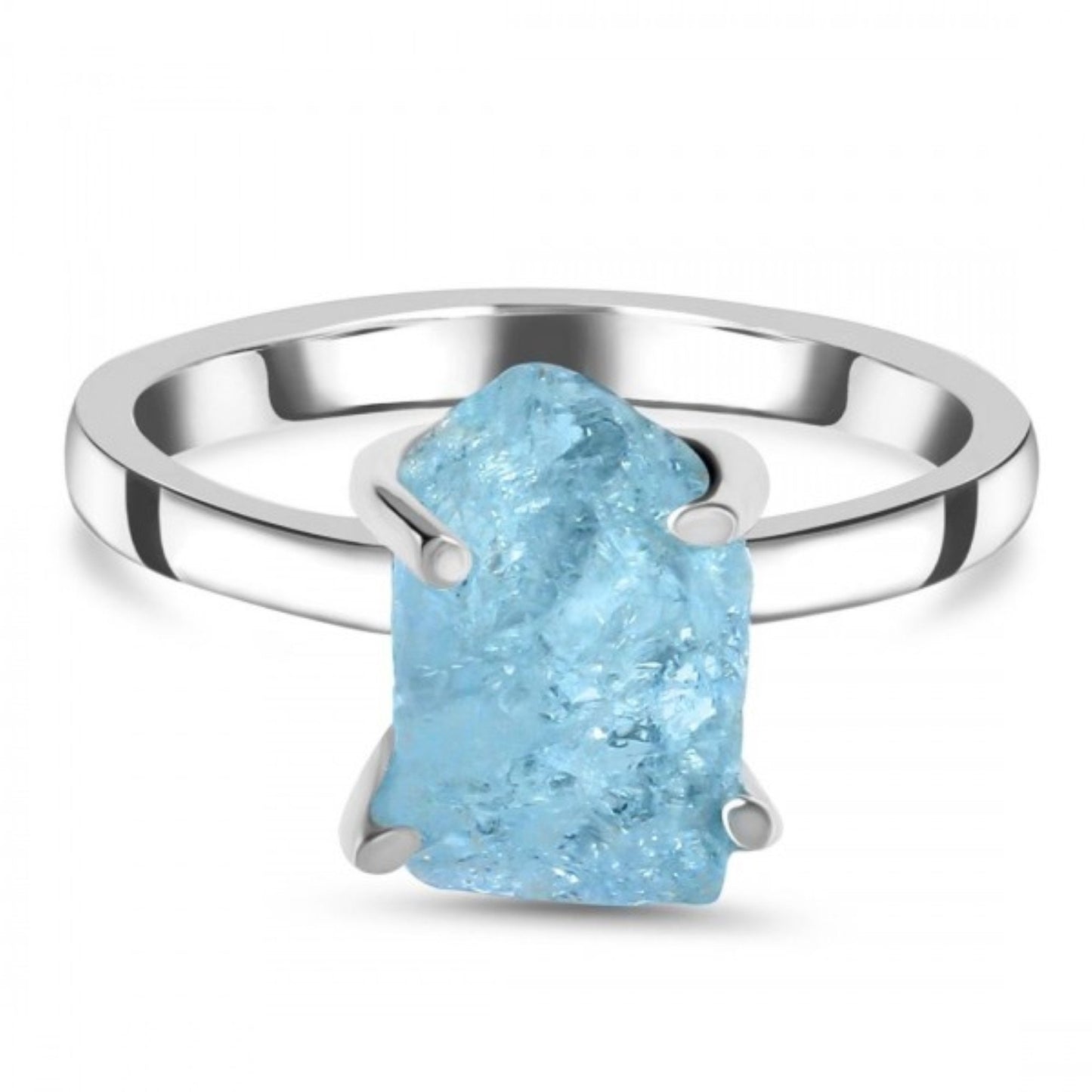 Raw Natural Aquamarine 925 Sterling Silver Ring