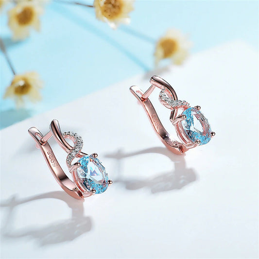 Topaz Gemstone Earrings, Topaz Earrings, Solid 925 Sterling Silver, Rose Gold Plated Earrings