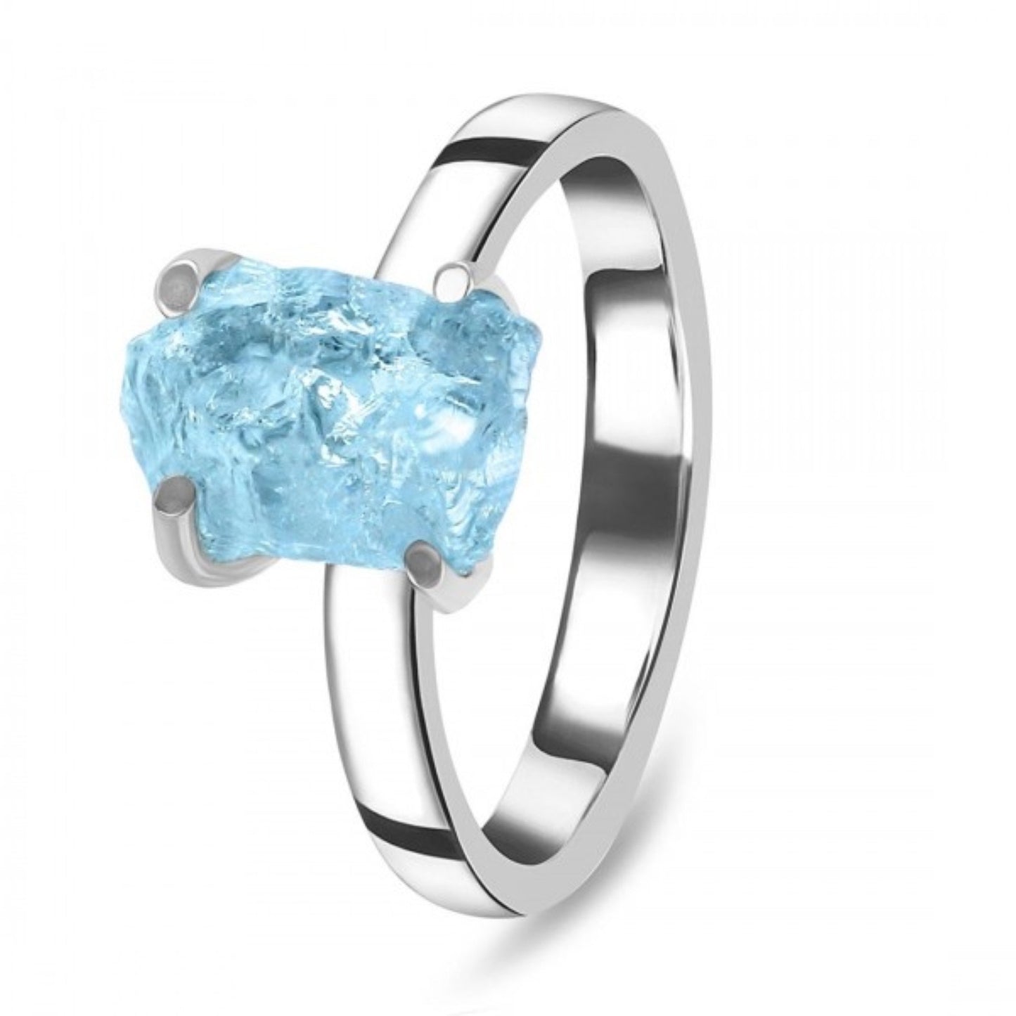 Raw Natural Aquamarine 925 Sterling Silver Ring