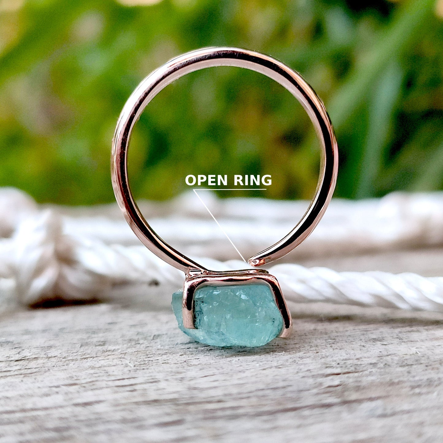 Raw Natural Aquamarine 925 Sterling Silver Ring