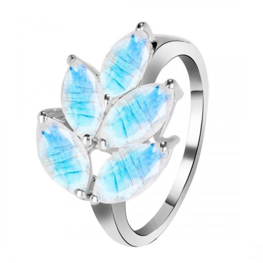 925 Silver Moonstone Leaf Ring, Natural Moonstone, Solid 925 Silver