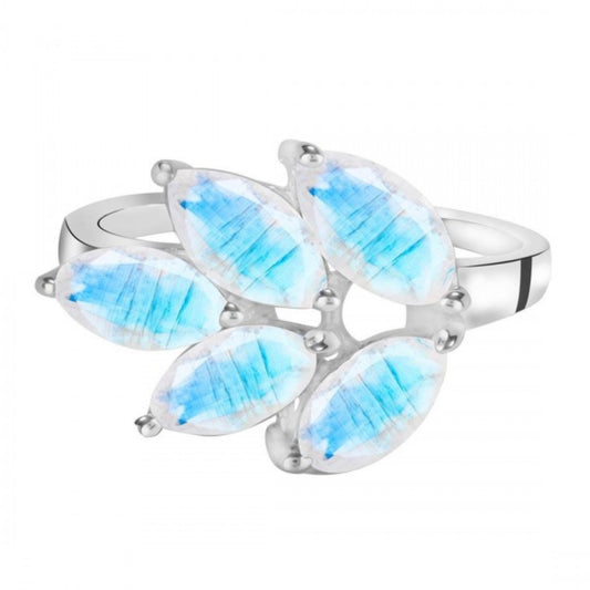 925 Silver Moonstone Leaf Ring, Natural Moonstone, Solid 925 Silver