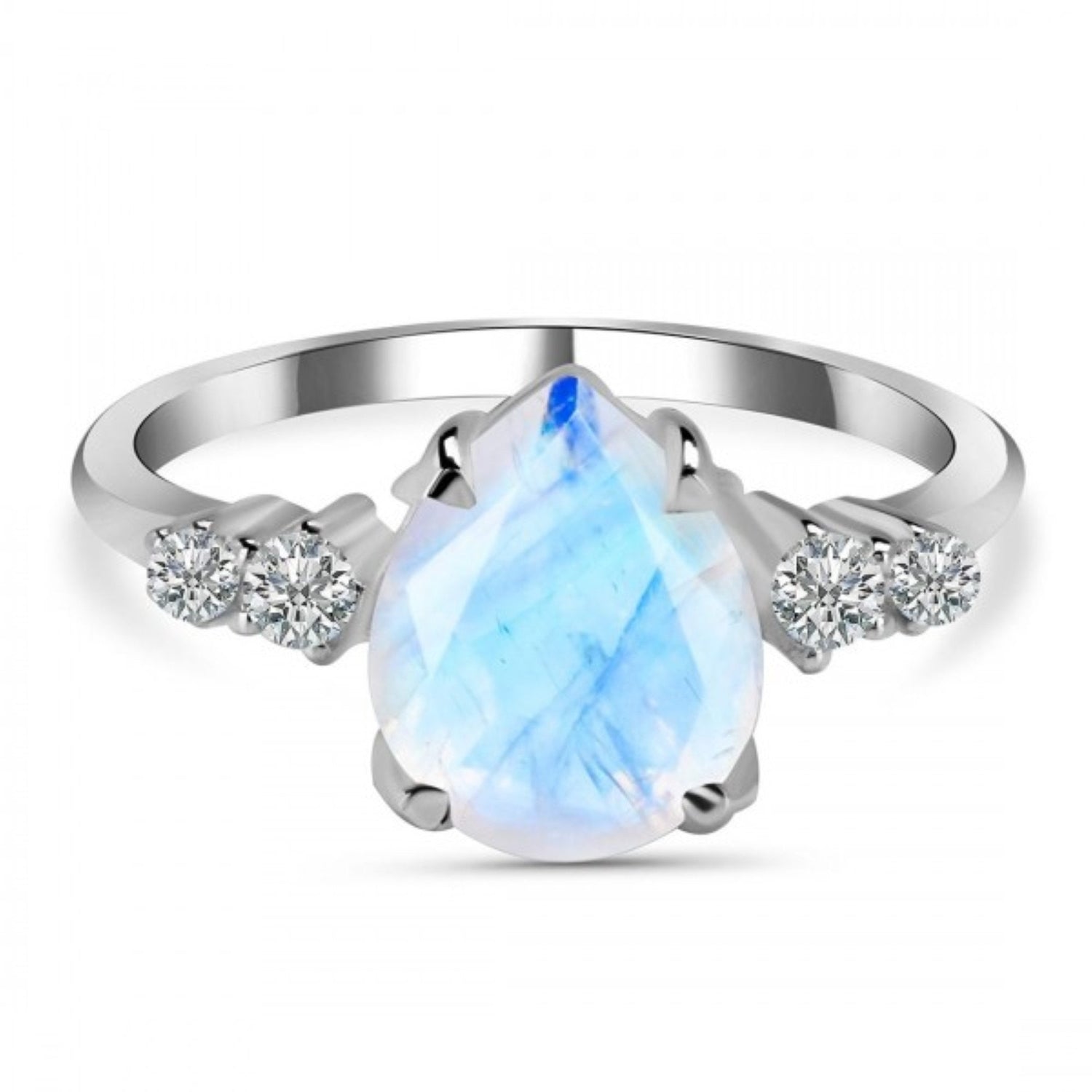 Silver Moonstone Ring \ Moonstone  Ring \ Pear Cut Moonstone Ring \ 925 Sterling Silver \ Teardrop Moonstone Ring \ Handmade ring