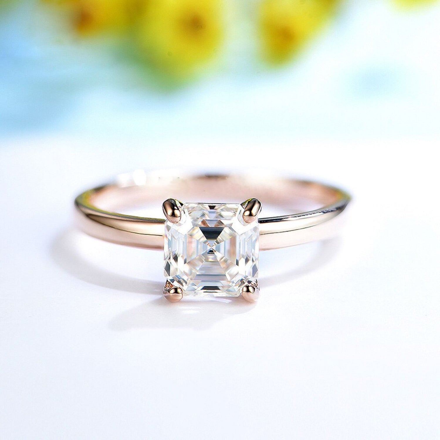 1.5CT Radiant Moissanite Wedding Ring | 14k 10k or Silver Solitaire Engagement Ring | Promise Ring
