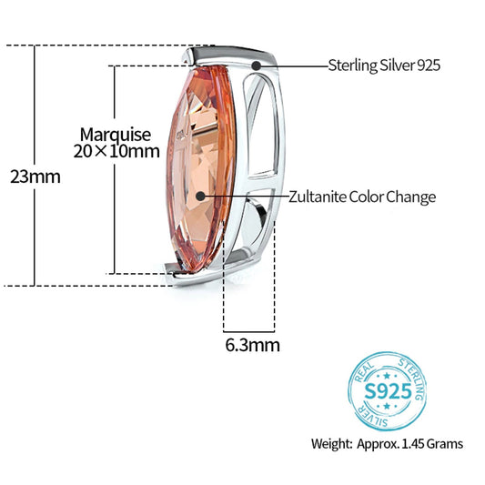 Zultanite 925 Silver Pendant Necklace, Marquise Cut 1.45 Grams Created Zultanite Necklace