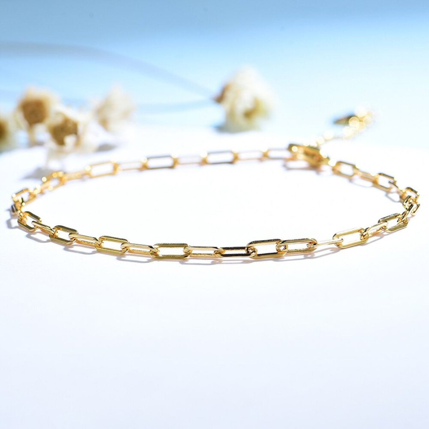 Gold Paperclip Bracelet Chain \  18k Gold Filled Bracelet \  Gold Filled Paperclip Bracelet \ Gold Link Bracelet \ Bridesmaid Bracelet