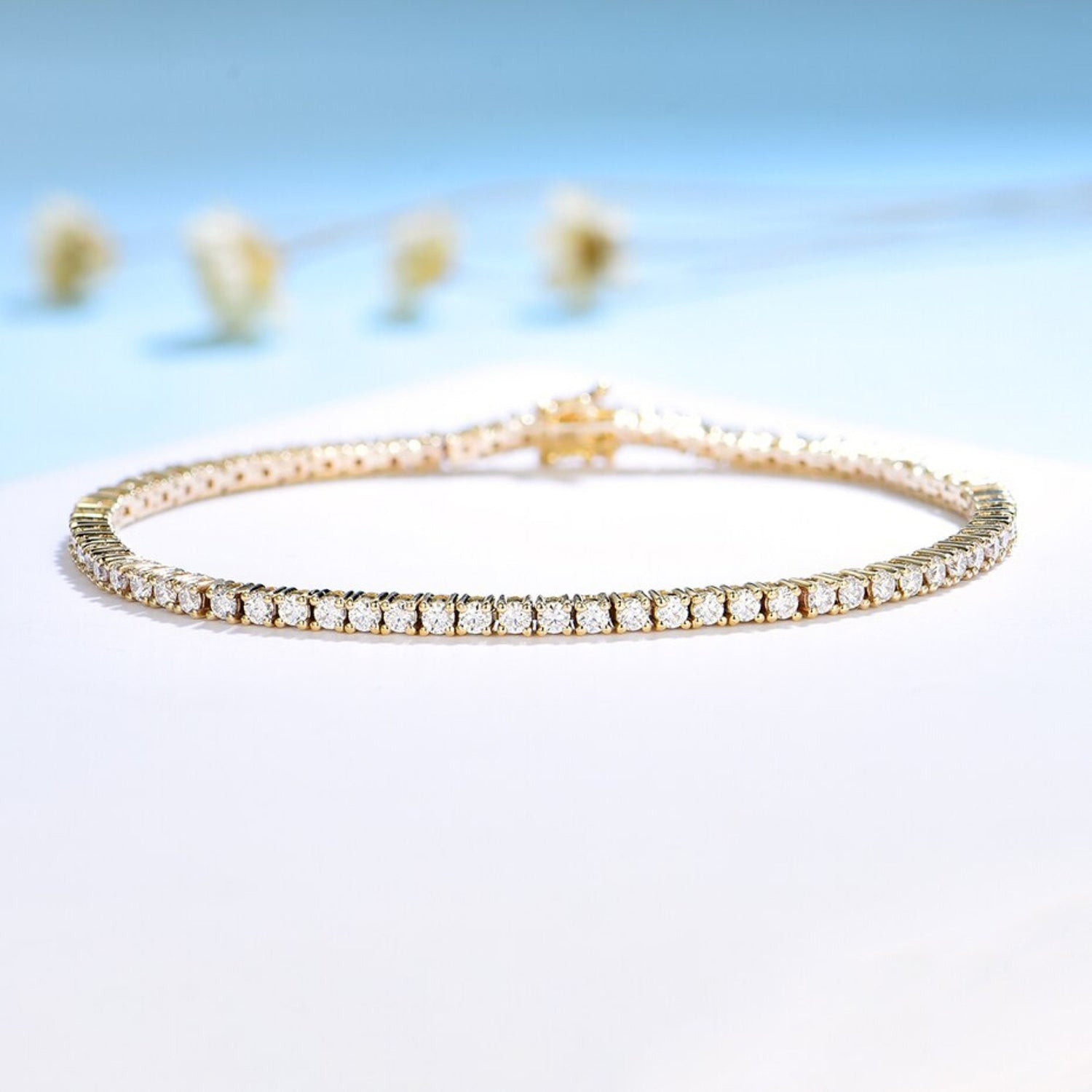 Tennis Bracelet \ Moissanite Tennis Bracelet \ Gold Tennis Bracelet \ Dainty Tennis Bracelet \ Cut Diamond Tennis Bracelet 6,7 inch Bracelet