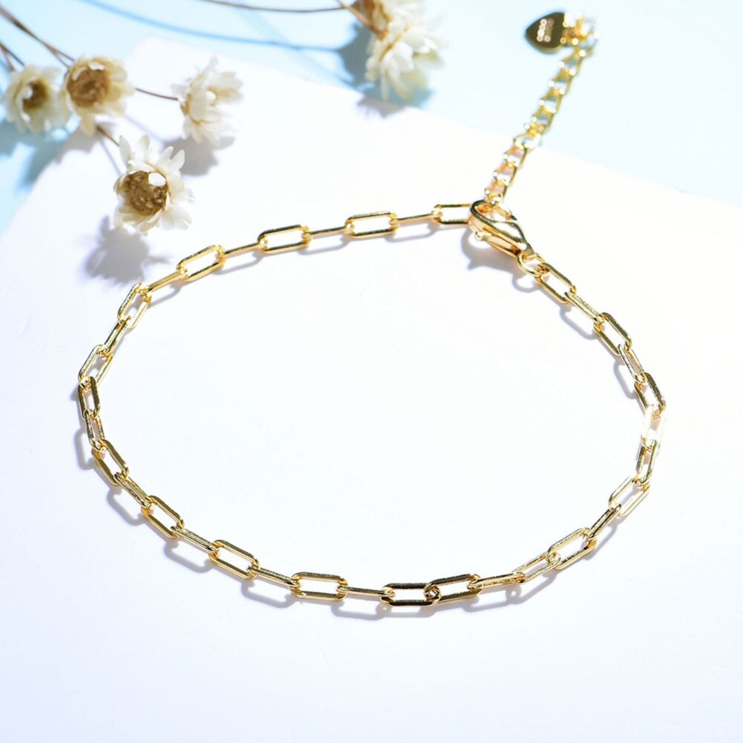 Gold Paperclip Bracelet Chain \  18k Gold Filled Bracelet \  Gold Filled Paperclip Bracelet \ Gold Link Bracelet \ Bridesmaid Bracelet