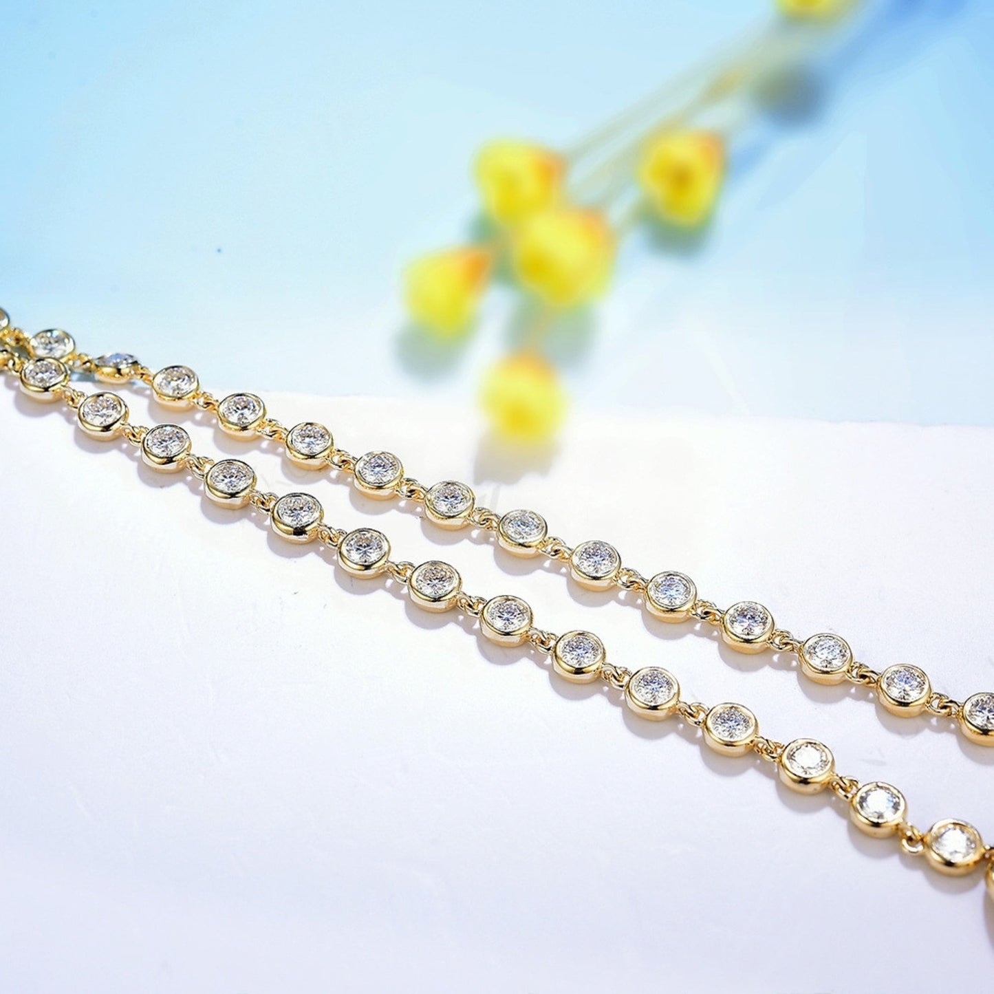 Solid Gold/Silver Moissanite Necklace, Chain Necklace
