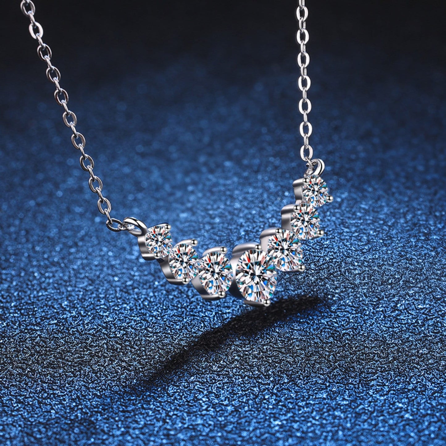 Moissanite Necklace | 925 Sterling Sliver Plated 18k White Gold Necklace | Wedding