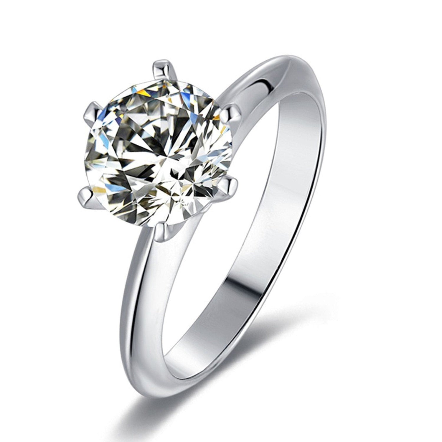 Moissanite Ring with GRA Certificate, 925 Sterling Silver, 18k White Gold Plating - Wedding Fine Jewelry