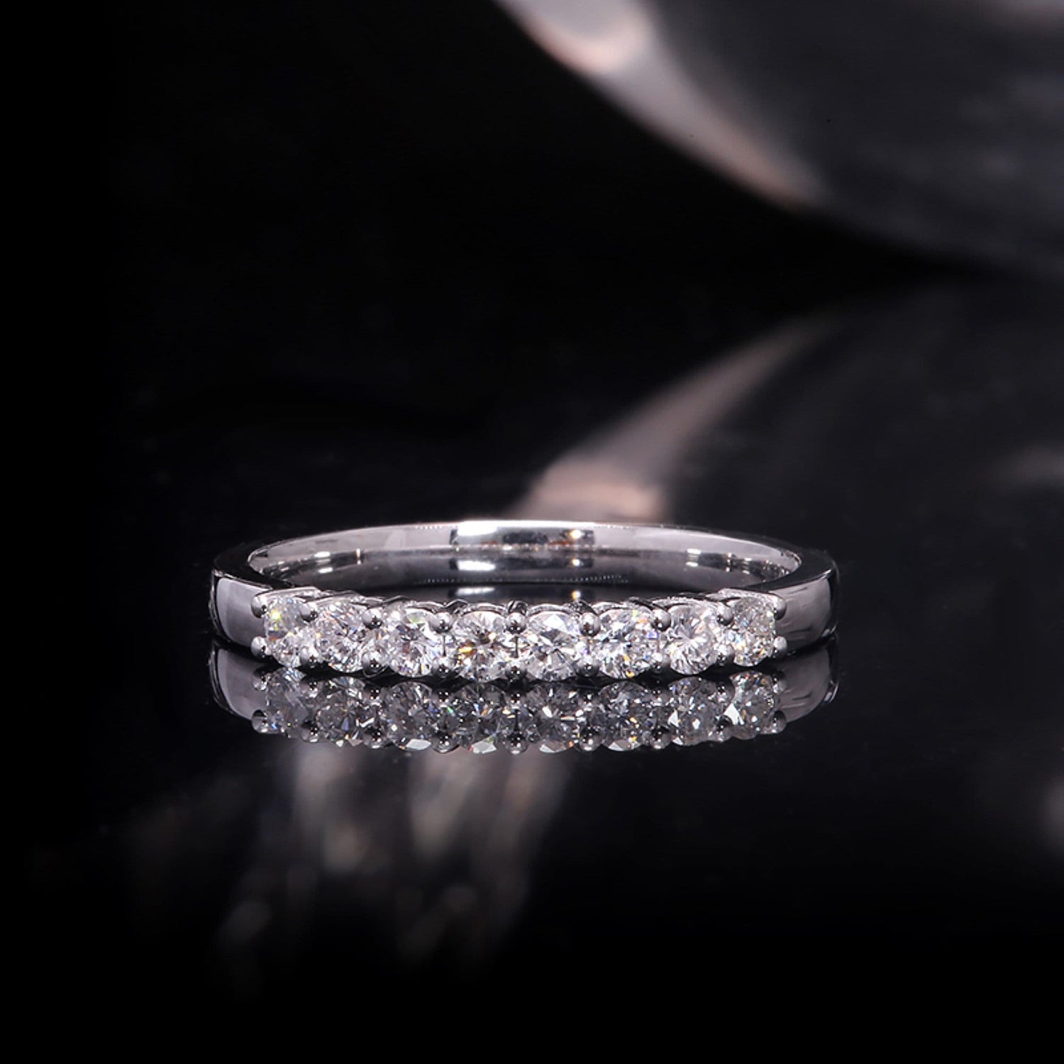 Solid 925 Silver Moissanite Gemstone Band Ring, Engagement & Wedding Moissanite