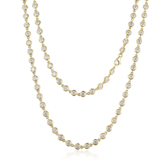 Solid Gold/Silver Moissanite Necklace, Chain Necklace