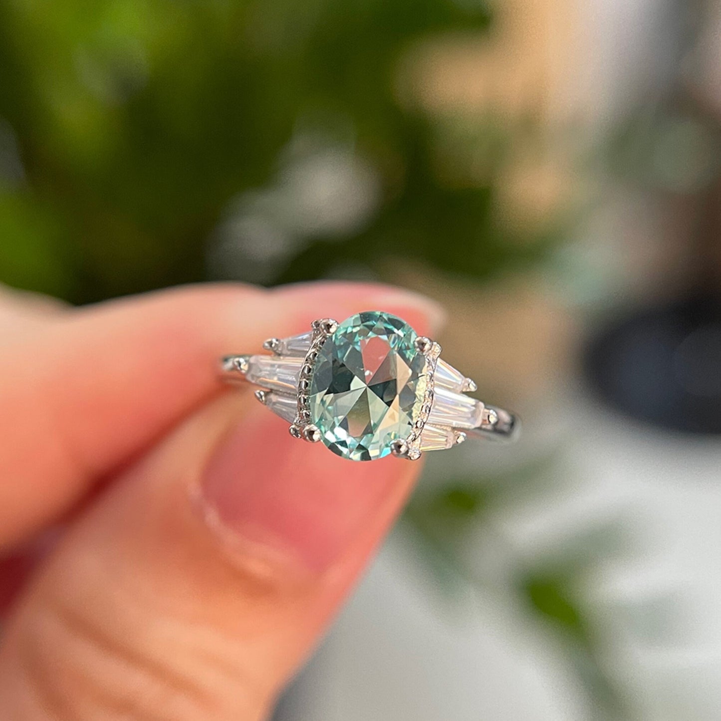1.5 ct Oval Cut Solitaire Engagement Ring \ Stacking ring \ Silver ring \ Sterling Silver Promise Ring \ Promise Ring \ Topaz Ruby Emerald