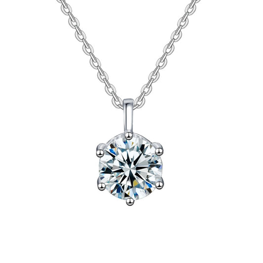 2.0ct Solitaire Moissanite Necklace Soild 925 silver Necklace \  Moissanite Pendant \ Moissanite Chain Necklace  Single Diamond Nekclace