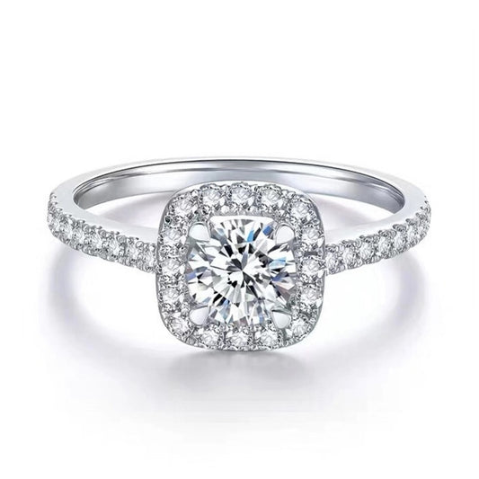 2 Carat Halo Engagement Ring \ Cushion Cut Simulated Diamond \ Statement Ring Sterling Silver 925 Classic Timeless Promise Wedding Ring