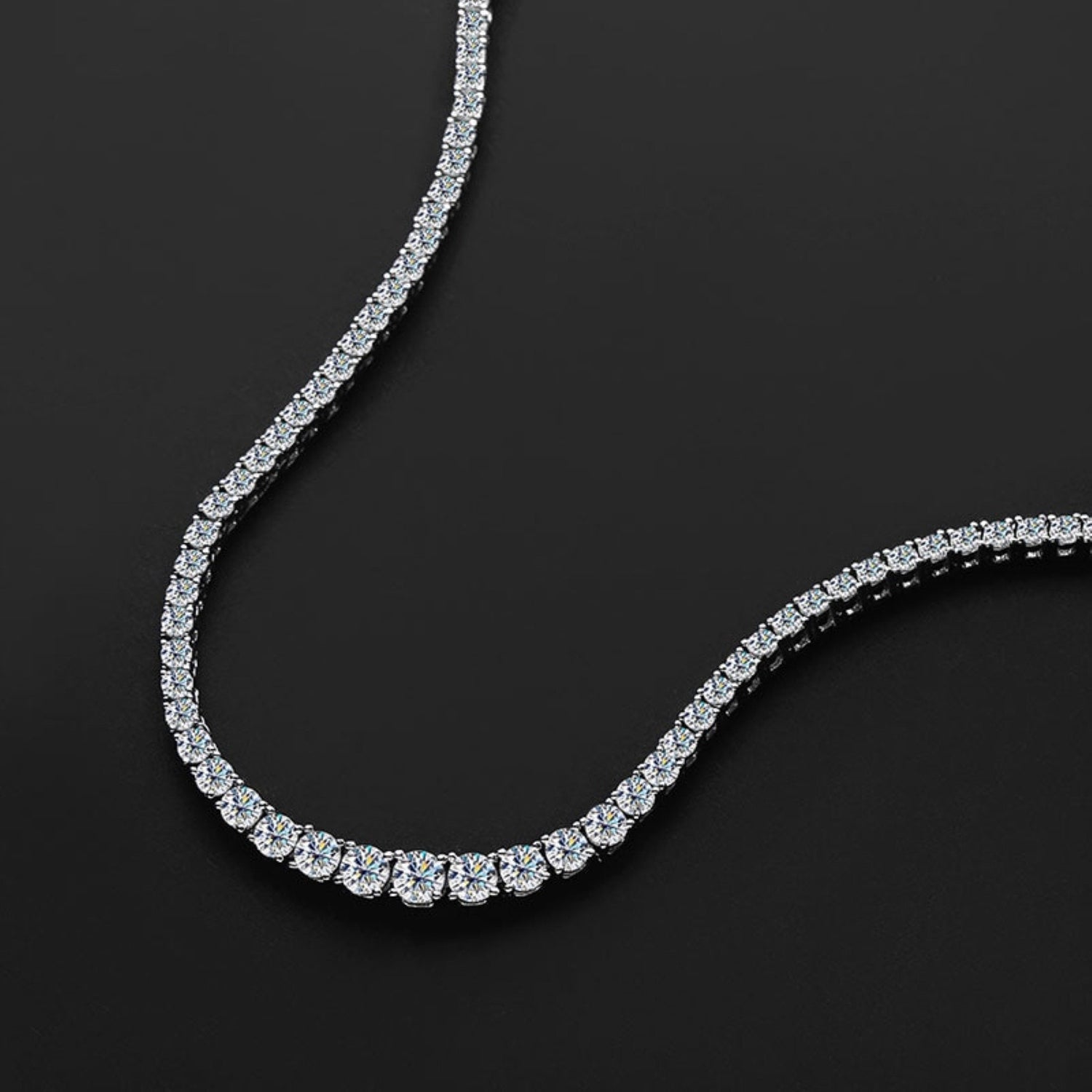 Tennis Necklace 3m  Round cut Diamond Necklace \ 925 Solid Sterling Silver Necklace \ 12carat Moissanite Tennis Necklace \ VVS1 Clarity GRA