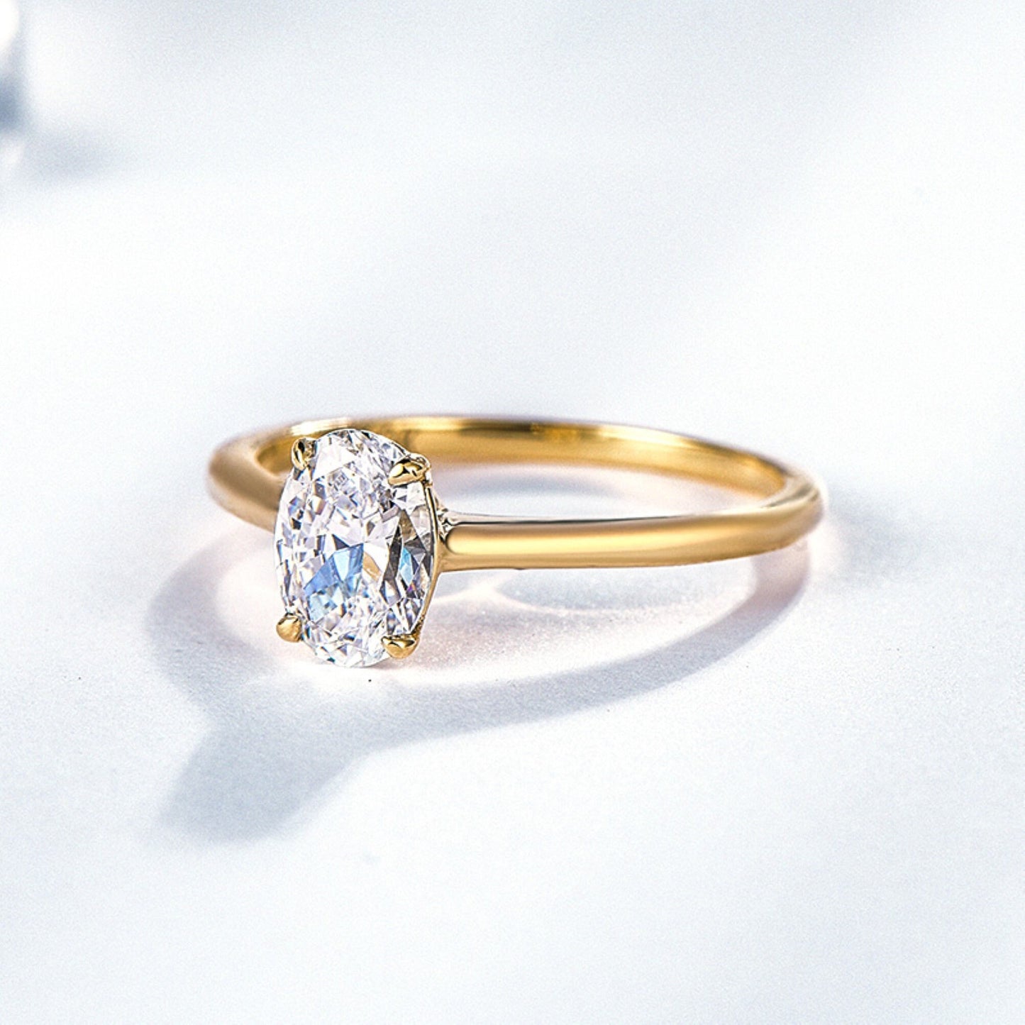14k Solid Gold Ring \ Oval Cut Moissanite Wedding Ring \ Moissanite Engagement Ring \ Silver Moissanite Ring \ Stacking ring \ Promise Ring