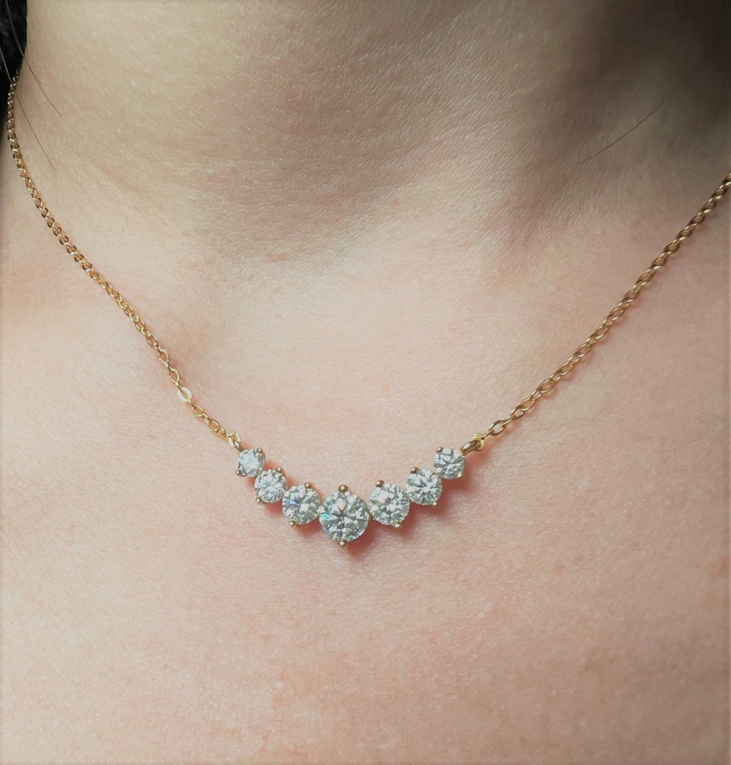 Moissanite Necklace | 925 Sterling Sliver Plated 18k White Gold Necklace | Wedding
