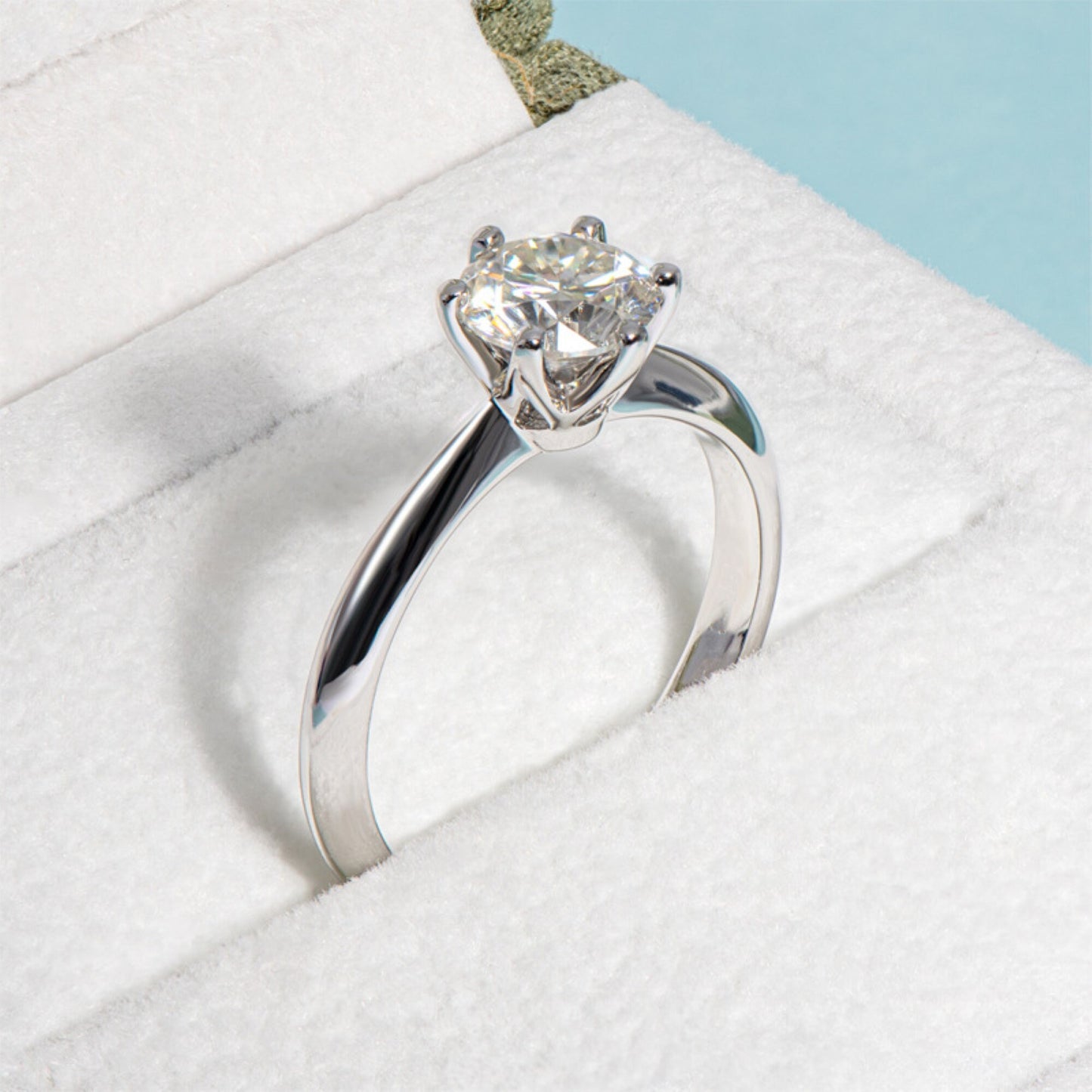 Moissanite Ring with GRA Certificate, 925 Sterling Silver, 18k White Gold Plating - Wedding Fine Jewelry