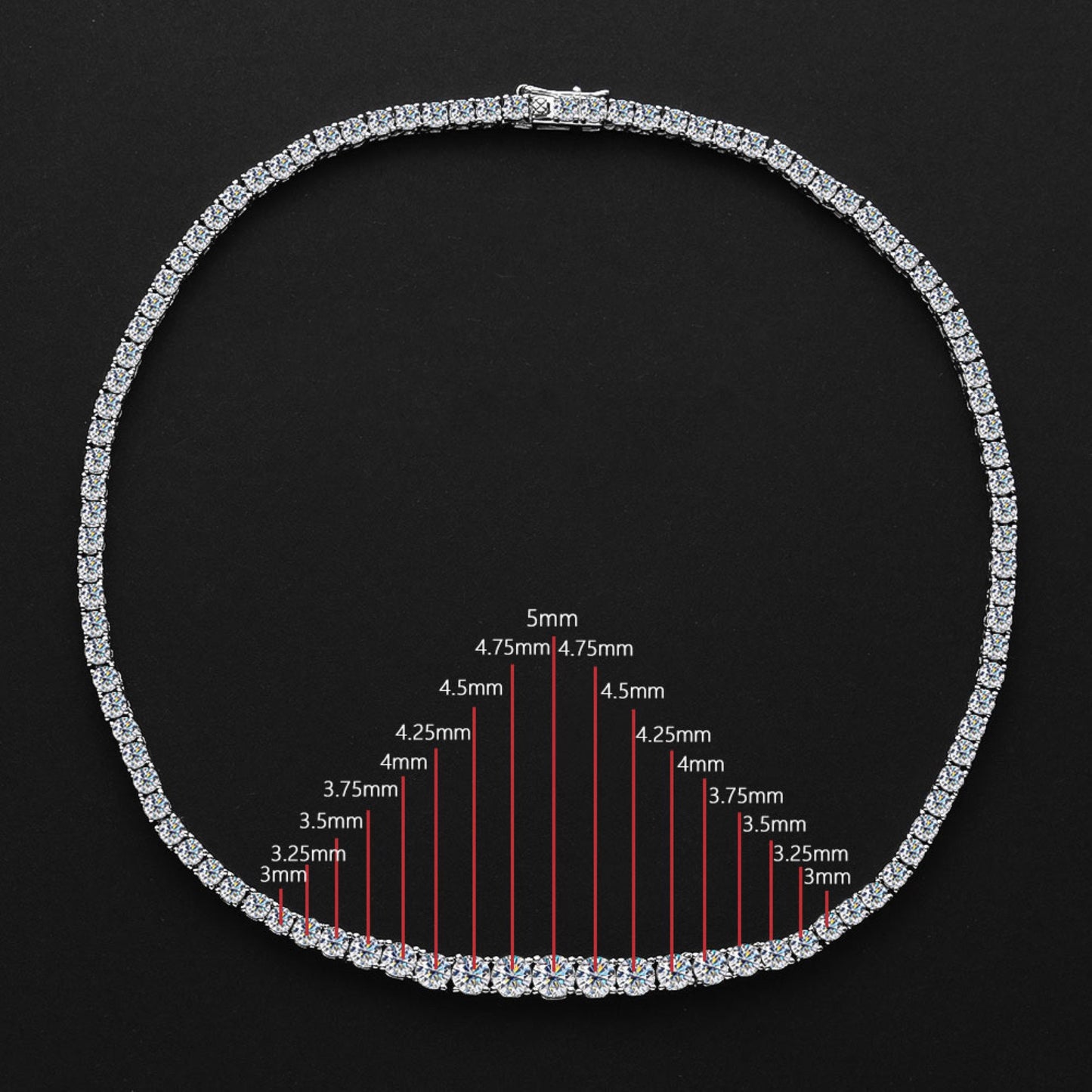Tennis Necklace 3m  Round cut Diamond Necklace \ 925 Solid Sterling Silver Necklace \ 12carat Moissanite Tennis Necklace \ VVS1 Clarity GRA