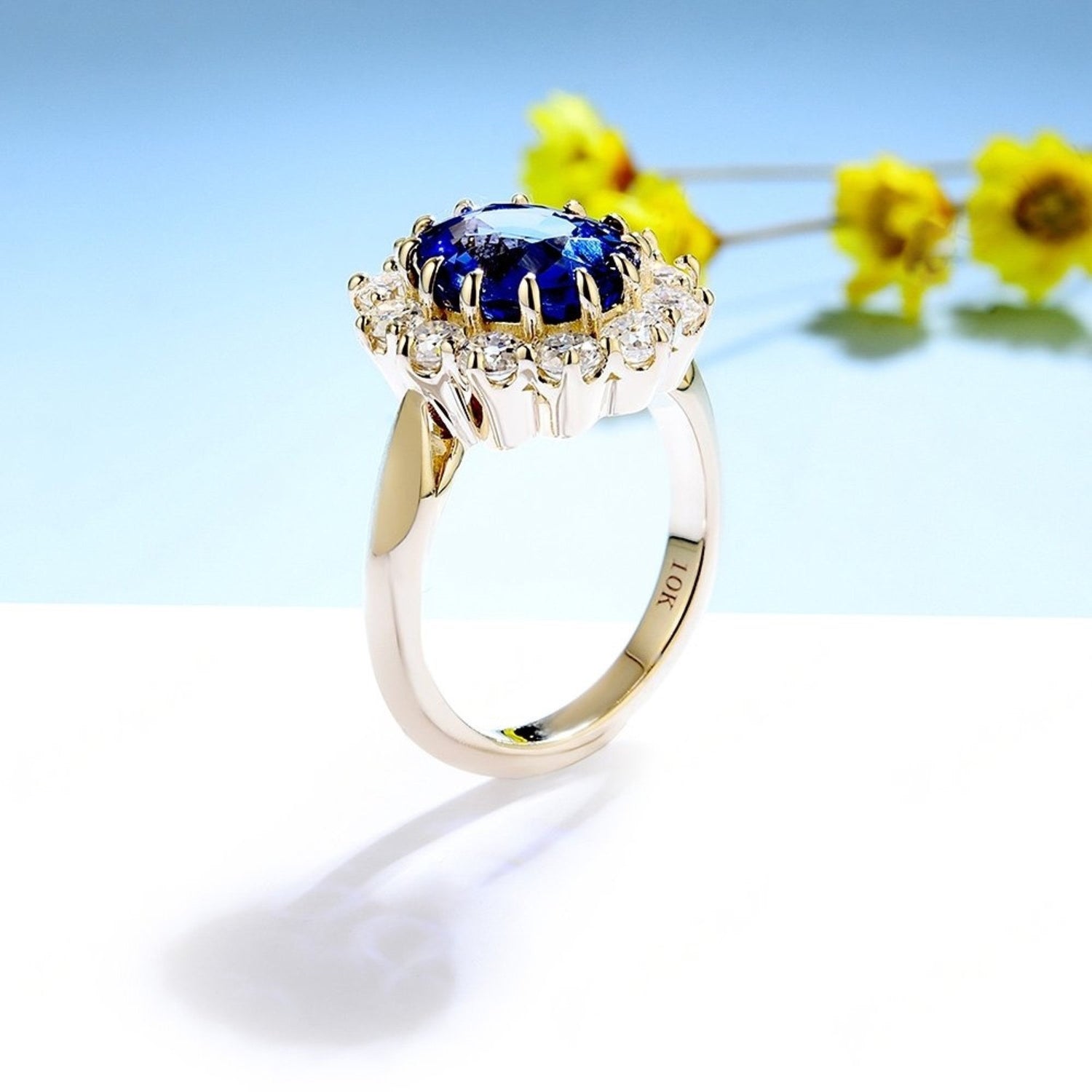 Sapphire Moissanite Ring  3CT \ Princess Diana Sapphire Ring \ 14k Solid Gold Ring \ Sapphire Engagement Ring \ Silver Sapphire Ring
