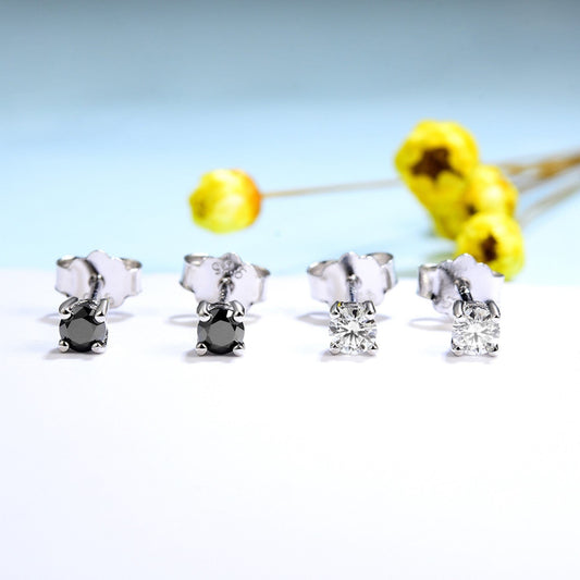 Moissanite Stud Earrings, Solid 925 Sterling Silver with Rhodium  Plating, Dainty Stud Earrings for Women