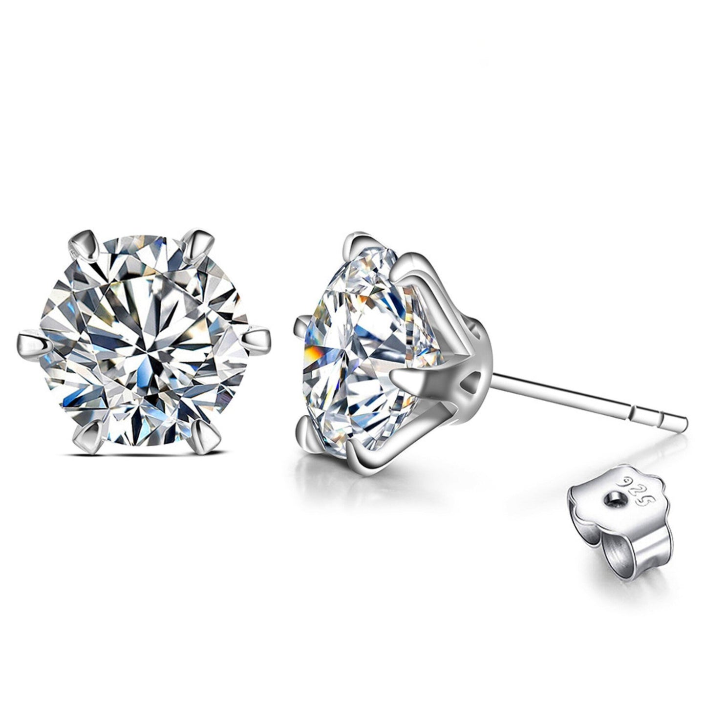 Moissanite Earring Studs 3ct, Solid 925 Sterling Silver Earrings