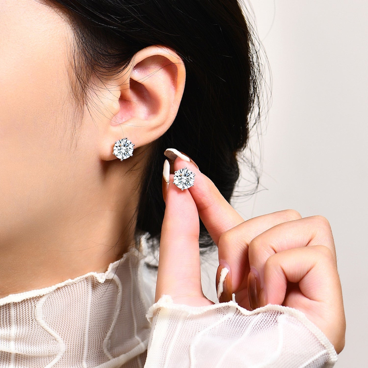 Moissanite Earring Studs 3ct, Solid 925 Sterling Silver Earrings
