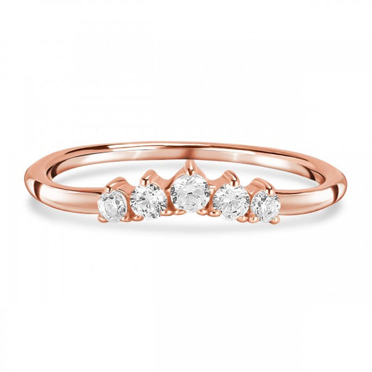 Elegant White Topaz 5-Stone Stackable Ring in 925 Sterling Silver