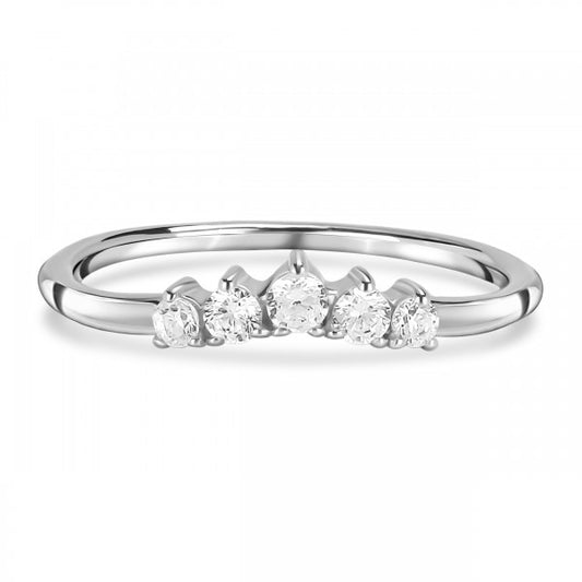 Elegant White Topaz 5-Stone Stackable Ring in 925 Sterling Silver