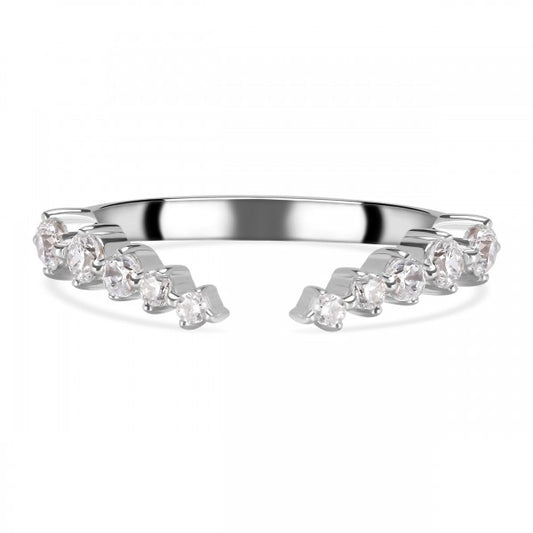 White Topaz Open Crown Stackable Ring