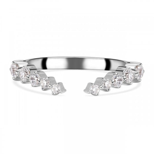 Elegant White Topaz Crown Ring - Stackable & Versatile 925 Sterling Silver Jewelry
